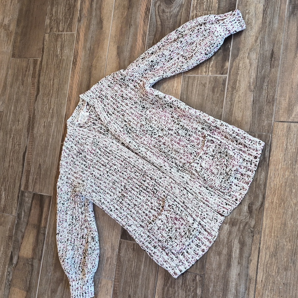 2 Hippie Rose Soft & Cozy Ivory, Mauve, & Brown Knit Cardigans, XS - Picture 10 of 16